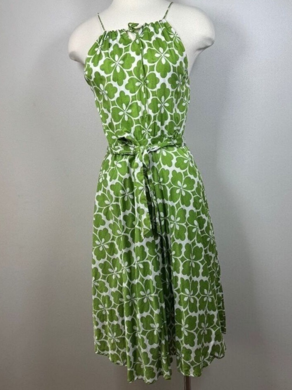 Jacob Green and White Midi Dress